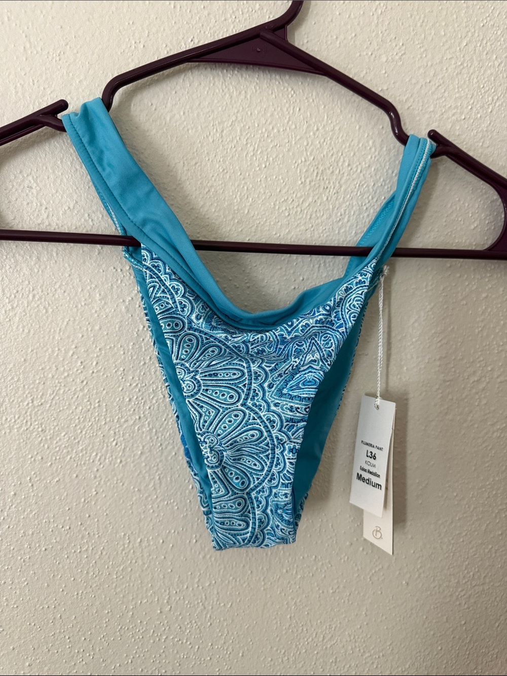 Teal Paisley High-Cut Bikini Bottom - Medium